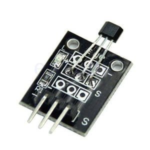 Ky 003 Hall Magnetic Force Sensor Module For Arduino Hall Effect - a black PCB with a hall effect sensor, a resistor, an LED, and three output pins.