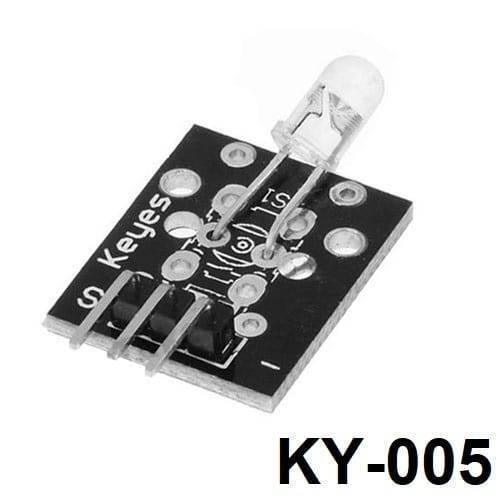 Ky 005 Infrared Transmit Sensor Module Hw-483 Hw 483 - a black rectangular circuit board with a clear LED component and a three-pin connector header.