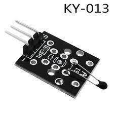 Ky 013 Ky-013 Ky-013 Analog Temperature Sensor Module - a black rectangular circuit board featuring a three-pin header and a small thermistor component.