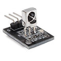 Ky-022 Arduino Infrared Sensor Infrared Receiver Module 38kHz Receiver IR Sensor IR Receiver - a black rectangular circuit board with a silver-cased IR receiver and three gold-coloured input pins.