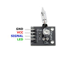Ky-027 Magic Light Cup Sensor Module - a black PCB with a mercury tilt switch, an LED, a resistor, and four labeled pins for GND, VCC, Signal, and LED.