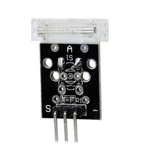 Ky-031 Ky 031 Knock Sensor Module Tap Sensor - a black circuit board with a silver spring sensor, a resistor labeled 103, and three gold-coloured connector pins.