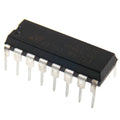 L293D IC Dual H-bridge Motor Driver - shown as a black 16-pin integrated circuit chip with silver metal pins against a white background.