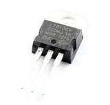 L7810 Voltage Regulator - L7810CV voltage regulator in a black TO-220 package with three silver pins and a metal mounting tab, viewed from a slightly elevated angle.