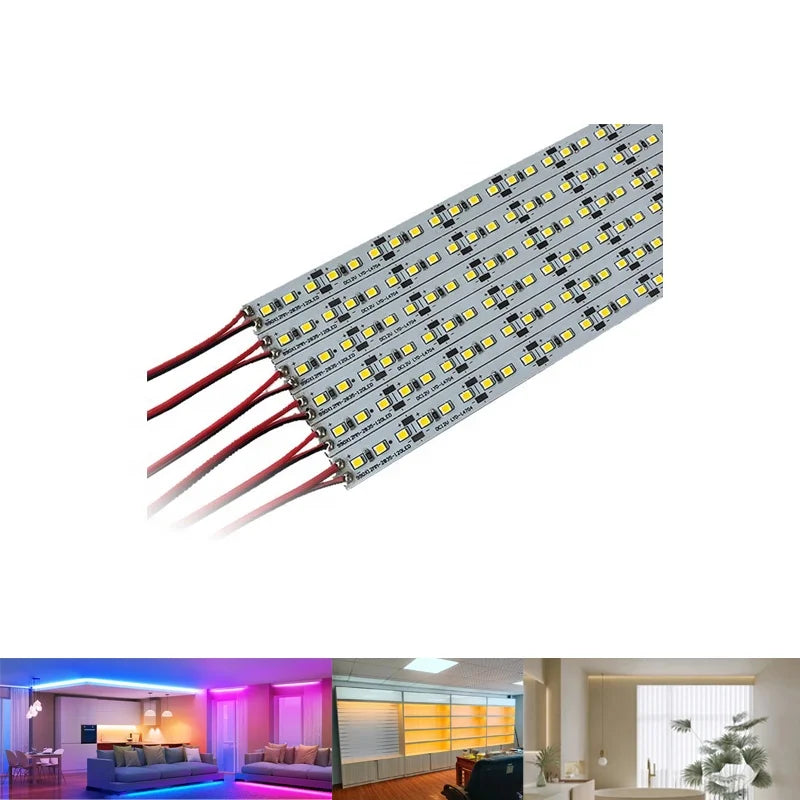 Lahore Only White LED Strip SMD White Color Ultra Thin LED Hard Aluminum Profile - five parallel white rigid LED strips with red power wires.