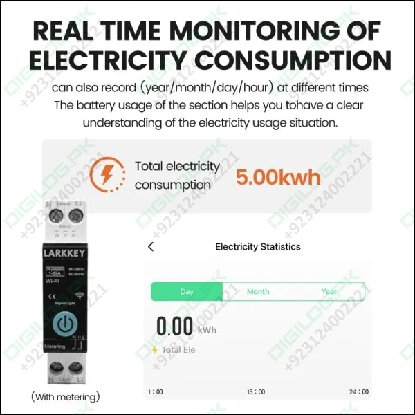 LARKKEY Programmable Wifi Breaker TUYA Smart Circuit Breaker Power Metering Over Current Under Voltage Protection DIN