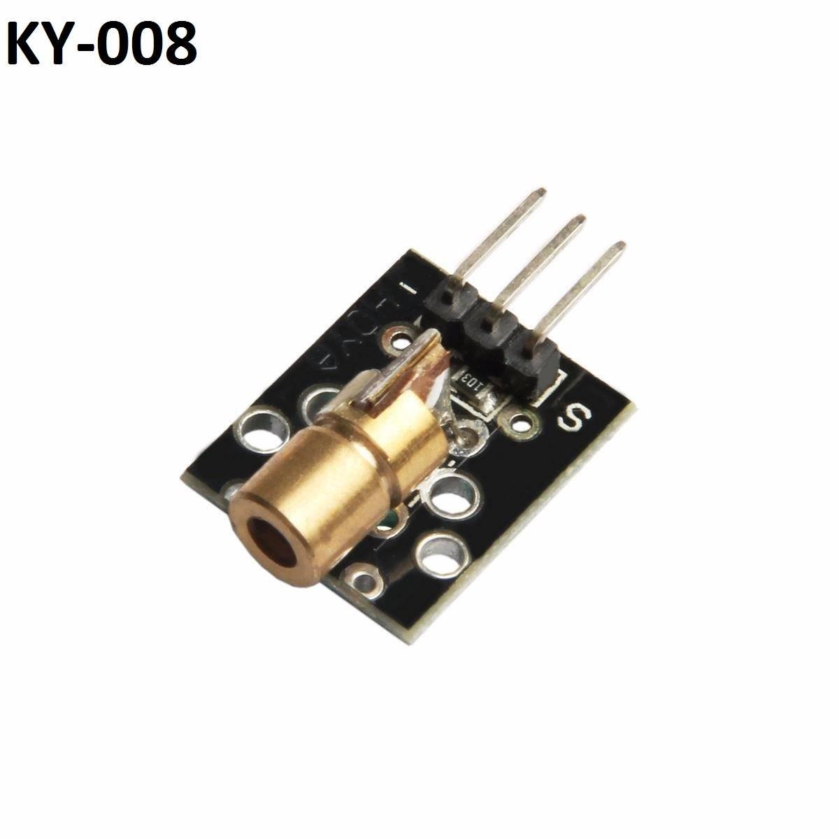 Laser Diode Module 650nm 5V Laser Light Module KY008 - a black circuit board with a brass laser head and three metal connector pins.