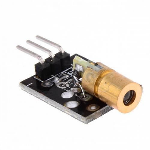Laser Diode Module 650nm 5V Laser Light Module KY008 - a black circuit board with a brass laser head and three metal pins on one end.