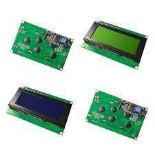 LCD2004 Blue/green Parallel LCD Display With Iic/i2c Interface - shown from front and back, featuring green and blue screens with attached I2C modules.