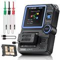 LCR-P1 Transistor Tester Lcr Meter MOSFET NPN PNP SMD Multifunction Tester Diode Triode Capacimeter Resistance - with a digital screen showing transistor data, a ZIF socket, test button, USB cable, three test clips, and a component board.