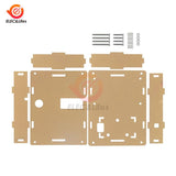 LCR-T4 Acrylic Case Housing Shell For LCR-T4 MEGA328 Transistor Tester M328 Diode Triode Capacitance ESR Meter Clear Box Case - shown as a disassembled kit of clear acrylic panels with screws, nuts, and spacers for assembly.