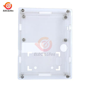 LCR-T4 Acrylic Case Housing Shell For LCR-T4 MEGA328 Transistor Tester M328 Diode Triode Capacitance ESR Meter Clear Box Case - rectangular protective housing shell with visible mounting screws and cutouts for a transistor tester.