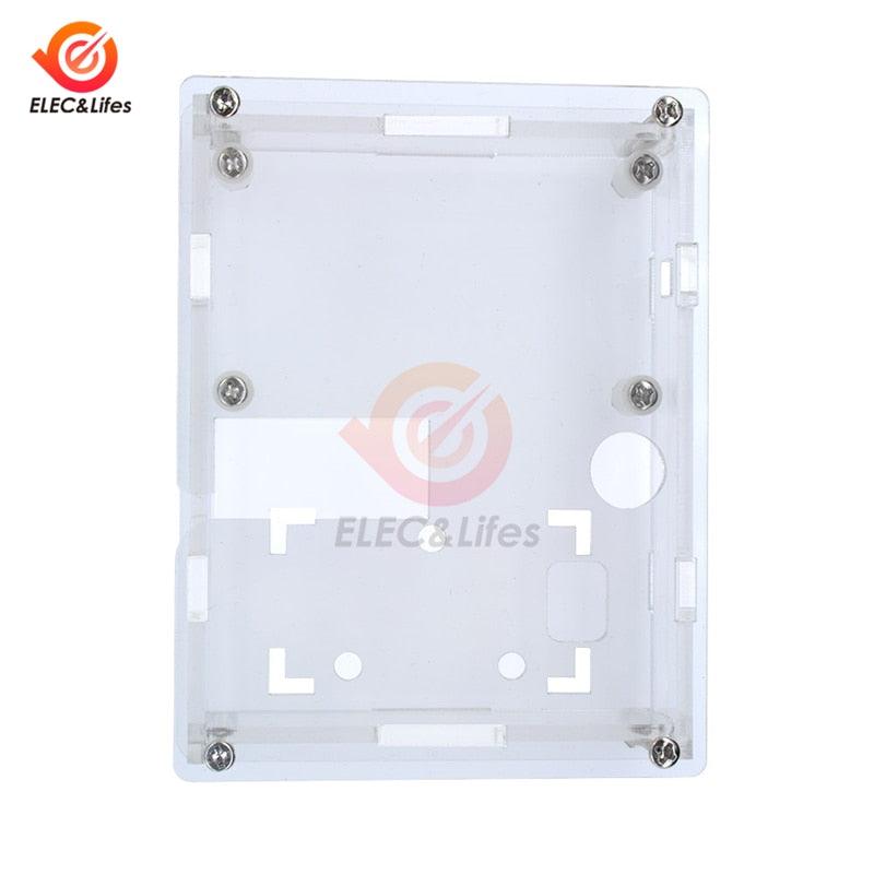 LCR-T4 Acrylic Case Housing Shell For LCR-T4 MEGA328 Transistor Tester M328 Diode Triode Capacitance ESR Meter Clear Box Case - rectangular protective housing shell with visible mounting screws and cutouts for a transistor tester.