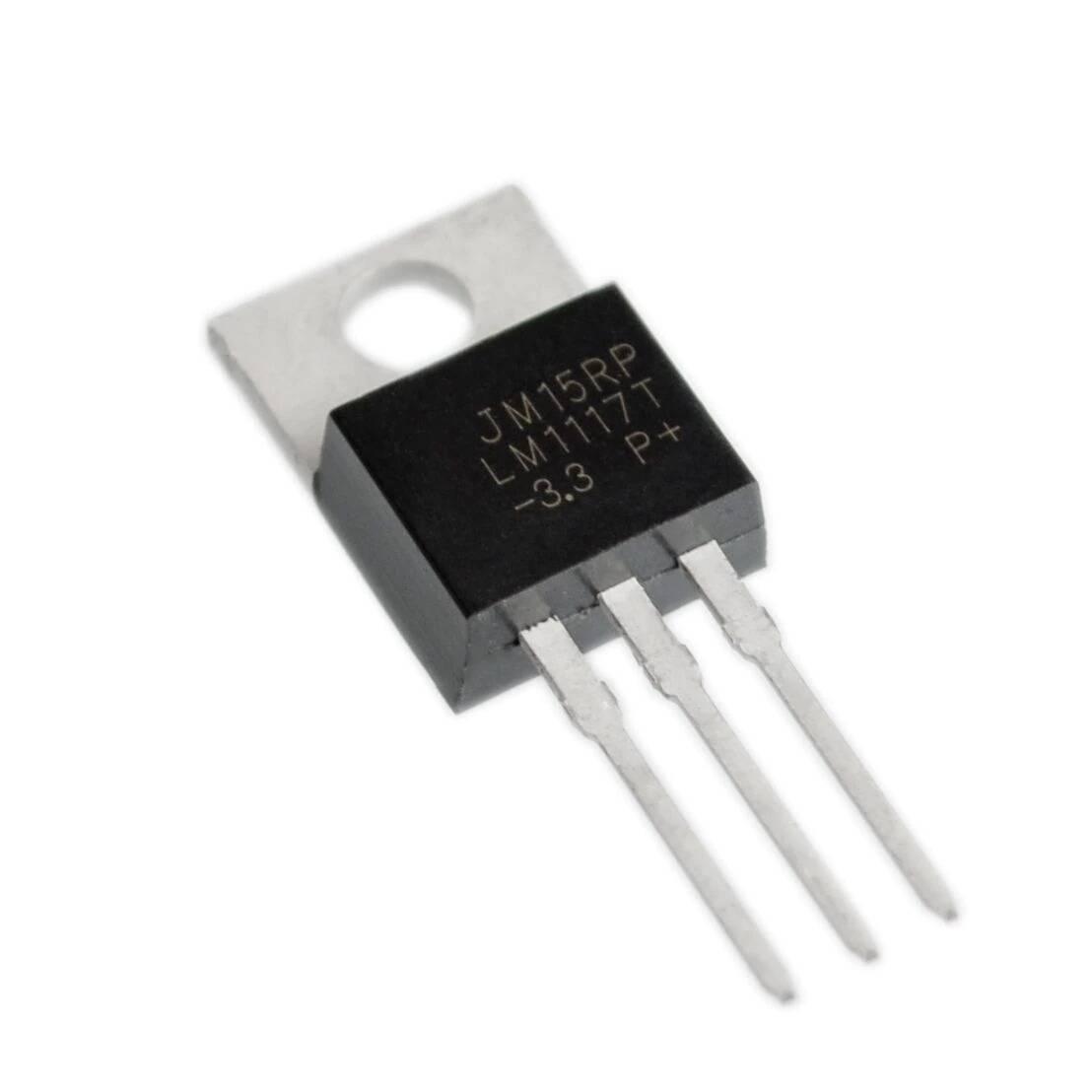 LD1117V33 AMS1117 LM1117 3.3V Regulator TO220 Package - a black three-pin electronic component in a TO220 package with a metal heat sink tab, showing the text JM1117T-3.3.