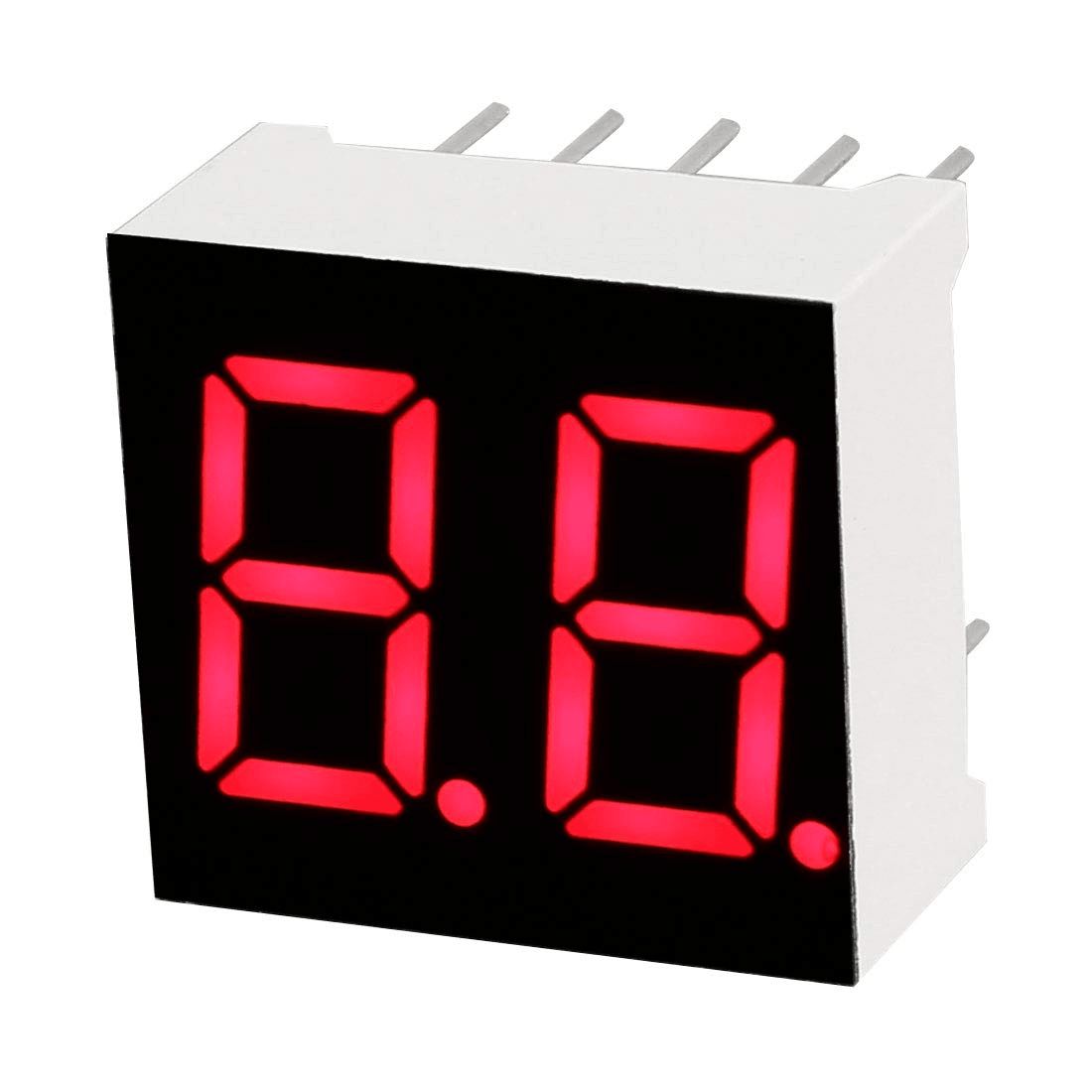 LED 7 Segment 2 Digit Common Anode Display 25MMX17MMX10MM - a rectangular red dual-digit electronic display with eight illuminated segments.