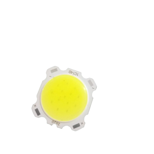 LED COB Chip For USB Portable Mini Keychain Camping Light Pocket Flashlight Outdoor DC 2.8-3.2V Max 5-15W 500-1500LM - a circular yellow light-emitting surface on a white square-shaped circuit board.