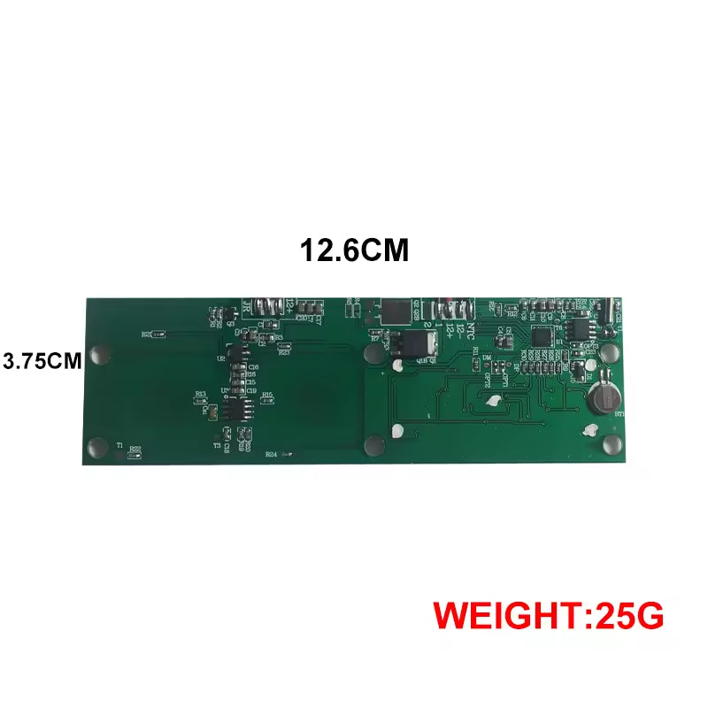 LED Mirror DC12V 5A 60W Cct Smart Defogger Touch Dimmer Sensor Switch IP21 Rated - a green rectangular circuit board shown with dimensions of 12.6cm by 3.75cm.