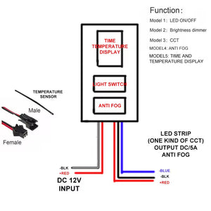 LED Mirror DC12V 5A 60W Cct Smart Defogger Touch Dimmer Sensor Switch IP21 Rated - a control panel, temperature sensor, and cables.
