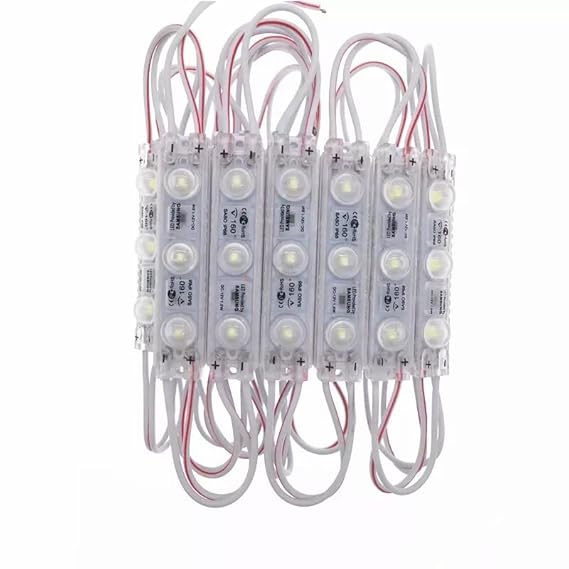 LED Module DC12V Module White Energy-saving Advertising Light LED Module Samsung - a string of six rectangular white LED modules connected by red and white wires with visible plus and minus signs.