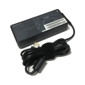 Lenovo Laptop Charger 90W 20V 4.5A USB Slim Tip Power Adapter - a black rectangular power brick with an attached cable and a yellow rectangular connector.