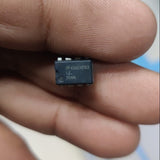 LF356N LF356BN DIP-8 In-line Chip JFET Input Operational Amplifier IC - a close-up of a black 8-pin DIP integrated circuit chip held between fingers showing the printed markings.