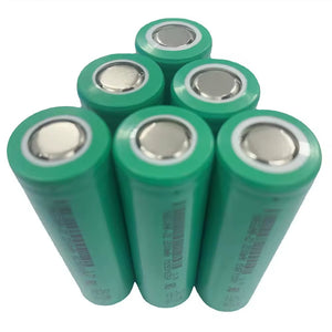 Li-ion 18650 2200mAh Rechargeable Battery Cell (SF 18650NR-22) - a cluster of six green cylindrical batteries standing upright.