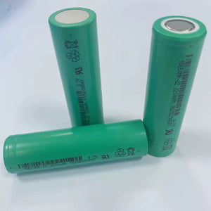 Li-ion 18650 2200mAh Rechargeable Battery Cell (SF 18650NR-22) - three green cylindrical batteries with printed labels and barcodes.