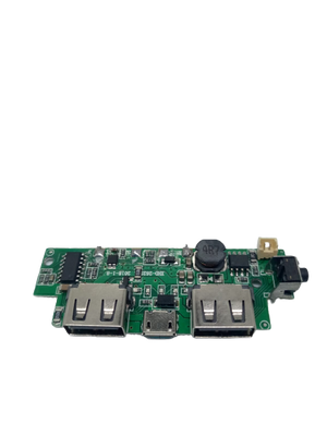 Li-ion Lithium 5V 2A 18650 3.7V Battery Charger Charging Module DIY Power Bank - a green circuit board with two USB ports, a micro-USB port, and a power connector.
