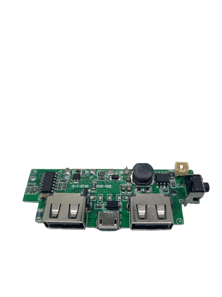 Li-ion Lithium 5V 2A 18650 3.7V Battery Charger Charging Module DIY Power Bank - a green circuit board with two USB ports, a micro-USB port, and a power connector.