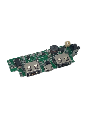 Li-ion Lithium 5V 2A 18650 3.7V Battery Charger Charging Module DIY Power Bank - a green circuit board with two USB ports, a micro-USB port, and a connector.