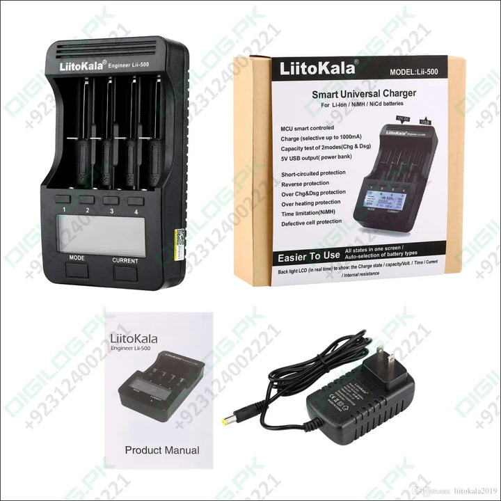 Liitokala Lii-500 Lcd Display 18650/26650 Speedy Rechargeable Lithium Battery Charger with Adaptor