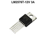 LM2576T 12V 3A IC Reg Buck Voltage Regulator - a black, five-pin electronic voltage regulator component with a metal mounting tab and a hole at the top.