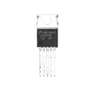 LM2576T 12V 3A IC Reg Buck Voltage Regulator - a black five-pin electronic component with a metal mounting tab, shown against a plain white background.