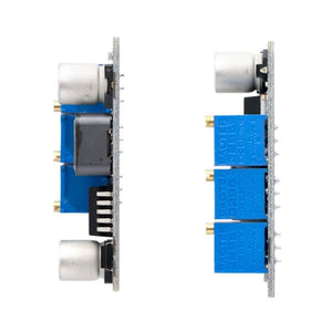 LM2596 DC-DC Step Down Cc Cv Power Supply Module LED Driver Battery Charger Adjustable LM2596S Constant Current Voltage - two side-by-side views of the blue circuit board with three adjustable potentiometers and two silver capacitors.