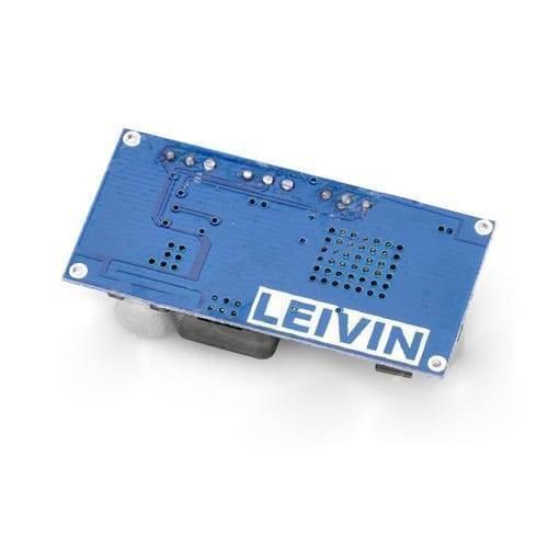 LM2596 DC-DC Step Down Cc Cv Power Supply Module LED Driver Battery Charger Adjustable LM2596S Constant Current Voltage - the blue underside of the circuit board with the LEIVIN brand name printed in white.