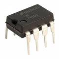 LM741 Operational Amplifier - a black 8-pin integrated circuit chip with silver metal legs, shown from a high-angle perspective.