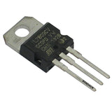 LM7809 / 7809 Voltage Regulator - L7809CV voltage regulator in a black TO-220 package with a metal heatsink tab and three silver pins extending from the base.