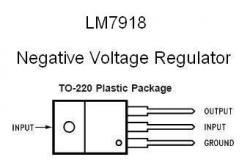 LM7918 7918 18V Negative Voltage Regulator. - the TO-220 plastic package pinout configuration with labels for input, output, and ground.
