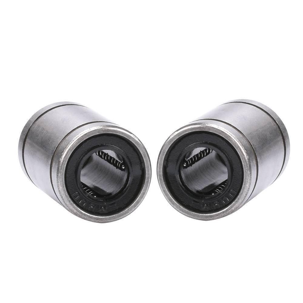 Lm8uu 8mm 8x15x24mm Ball Bearing Bush Bushing For CNC And 3d Printer Pparts - two identical cylindrical silver metal bearings with black circular ends placed side-by-side.