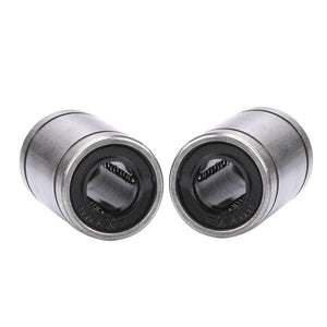 Lm8uu 8mm 8x15x24mm Ball Bearing Bush Bushing For CNC And 3d Printer Pparts - two identical cylindrical silver metal bearings with black circular ends placed side-by-side.