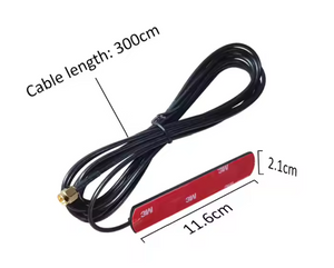 Long-range High-gain 2g GSM Antenna 868MHz 915MHz Patch Antenna - a black adhesive patch antenna with a 300cm cable and a gold-colored connector.