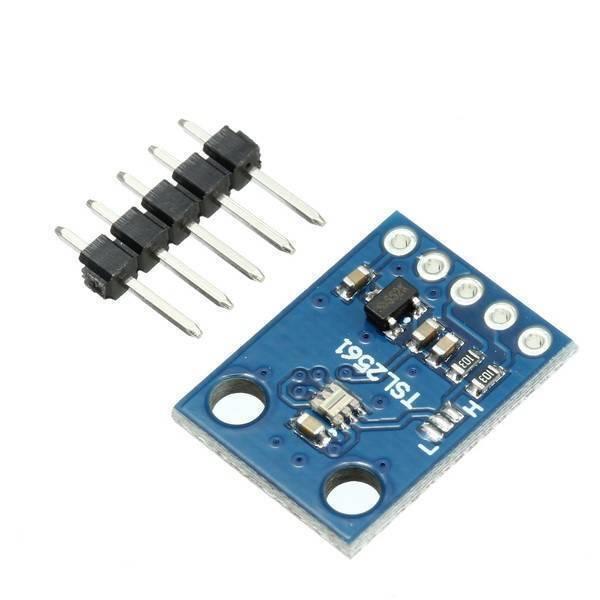 Lux Sensor Gy-2561 TSL2561 Ambient Light Sensor Module - a blue rectangular circuit board with a sensor chip and a separate five-pin male header connector.