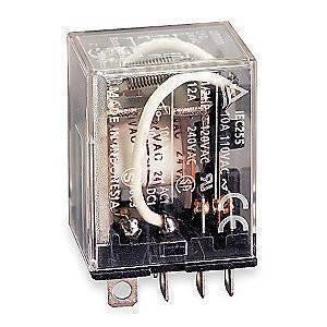 LY2 8 Pin 24 Volt DC Relay With Base - a transparent, rectangular electronic relay with visible internal copper coils, wiring, and metal contact pins.