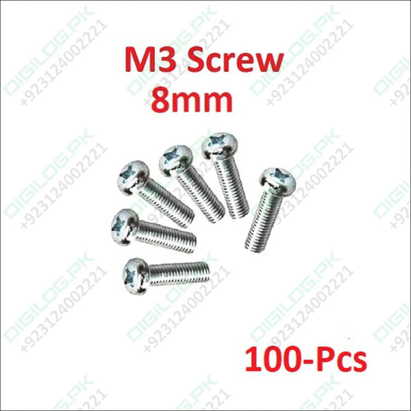 100pcs M3 Screw 8mm in Pakistan