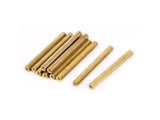 M3X55MM Female To Female Thread Brass Hex Standoff PCB Pillar Spacer - a group of several gold-colored hexagonal metal spacers on a white background.