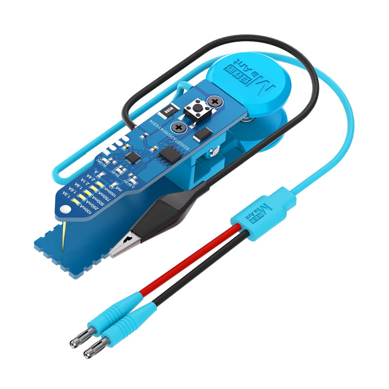 MAANT KJ-08 universal power clip showing the circuit board, power button and connection leads