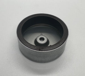 Magnet for storing screws and metal - a circular silver-coloured metal container with a black magnetic rim and a central mounting hole.