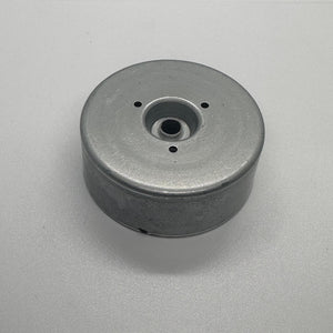 Magnet for storing screws and metal - shown as a circular, grey metallic container with a central hole and three small holes around the center.