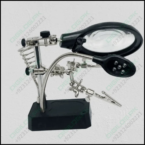 Magnifying Glass 5 Led Auxiliary Clip Magnifier 3 In1 Hand
