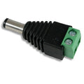 Male 2.1mm x 5.5mm DC Power Plug Jack Adapter Wire Connector DC Jack - a black plastic DC barrel connector with a green two-terminal screw block.